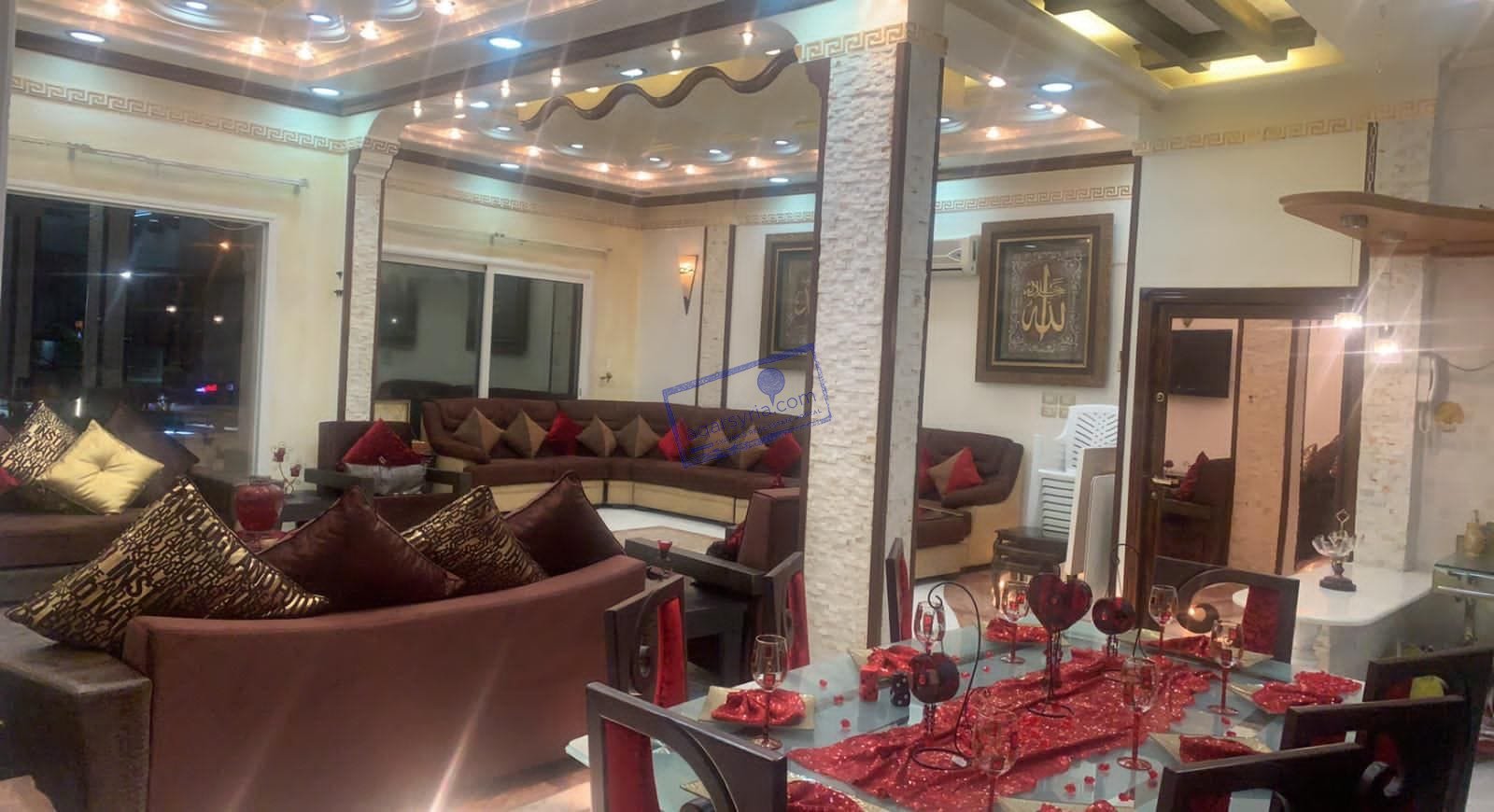 للبيع بيت مفروش في دمشق – طابق اول برندة كبيرة رخام ابيض بالكامل اطلالة جميلة